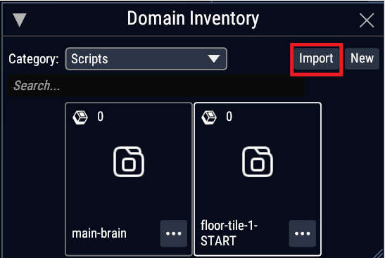 Domain inventory Import Button